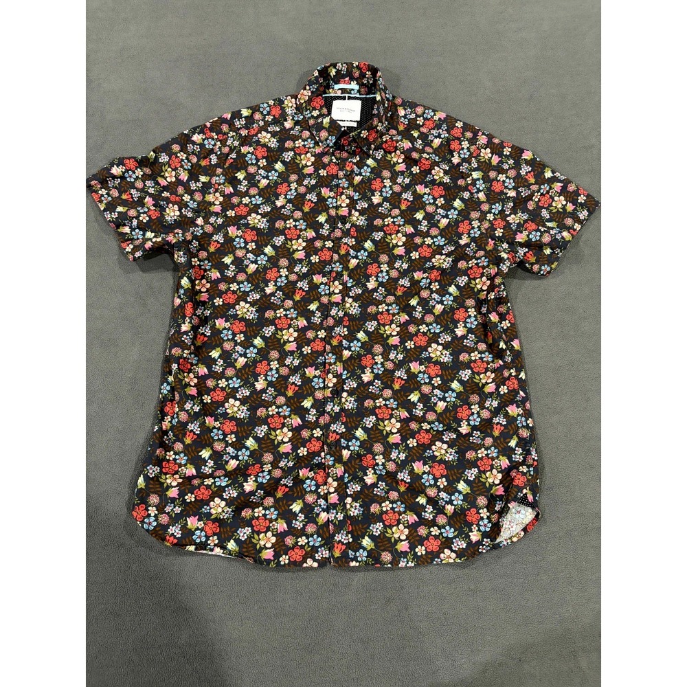 Denim & Flower Ricky Singh Shirt Mens L Multicolor Floral Curved Hem Button Up